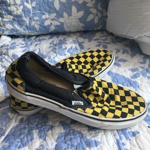 Black & Yellow Vans Slip-Ons